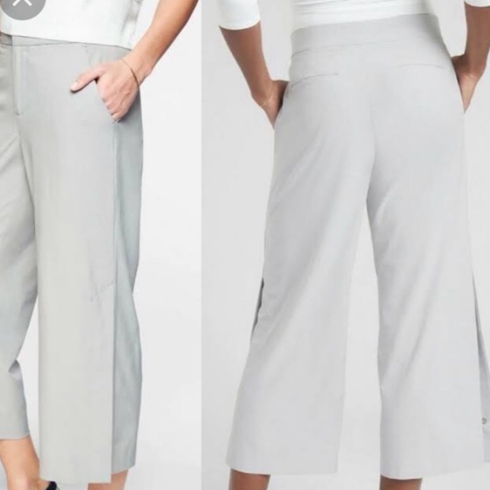 ATHLETA Tribeca Wide Legged Crop Pants with Side Snaps Size 8